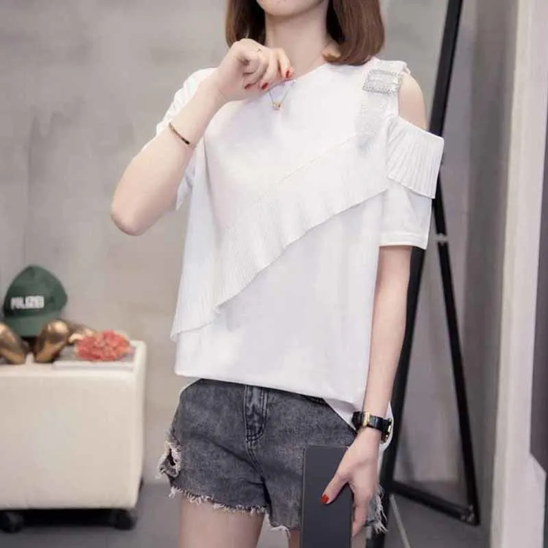 Ruffle Trim T Shirt For Women Round Neck Short Sleeve Solid T Shirts Female Korean Summer Clothing Style New 2022 XL-4XL
Ruffle Trim T Shirt For Women Round Neck Short Sleeve Solid T Shirts Female Korean Summer Clothing Style New 2022 XL-4XL