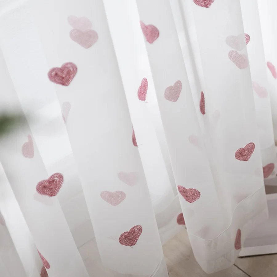 Cartoon Sweet Pink Heart Tulle Sheer Curtains For Kid's Girls Bedroom Blue Embroidered Living Room Mesh Fabircs Window Panel #3
Cartoon Sweet Pink Heart Tulle Sheer Curtains For Kid's Girls Bedroom Blue Embroidered Living Room Mesh Fabircs Window Panel #3