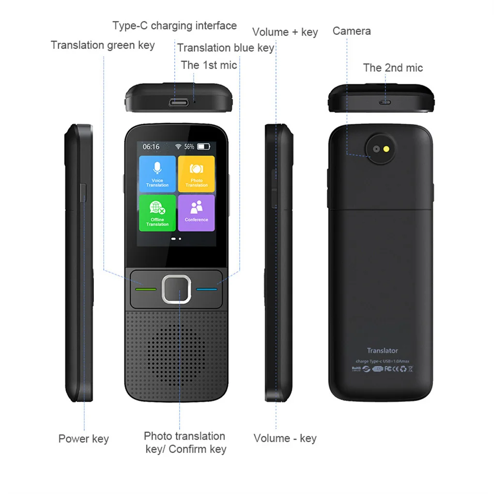 Handheld Language Translator Rechargeable Two-Way Photo Interpreter Device Digital Business Meeting School Adults Seniors
Handheld Language Translator Rechargeable Two-Way Photo Interpreter Device Digital Business Meeting School Adults Seniors