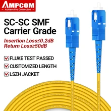 AMPCOM SC to SC UPC Fiber Optical Patch Cable Singlemode Simplex SMF 9/125μm Single Mode Bend Insensitive 2.0mm Fiber Optic Cord