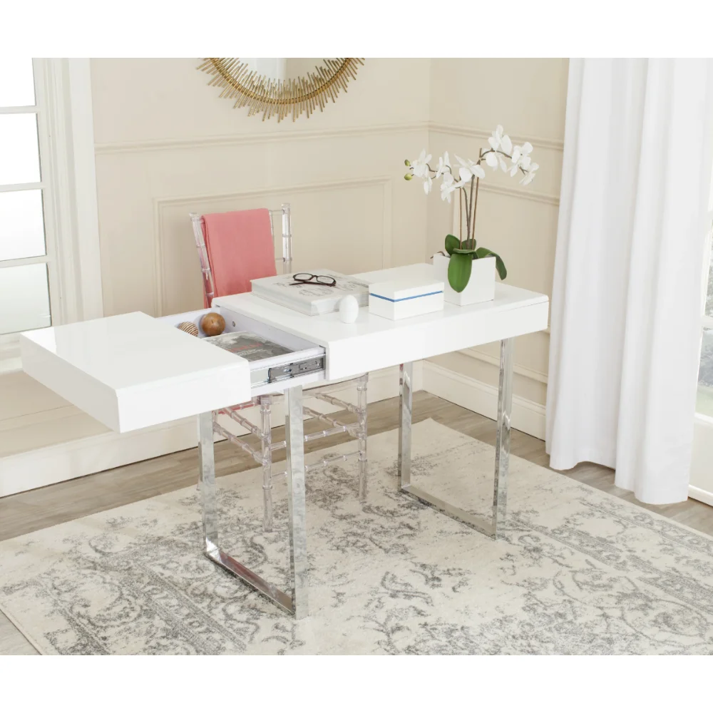 Modern Glam Lacquer Writing Desk, White gaming desk desk furniture mesa laptop desk computer desk desk table
Modern Glam Lacquer Writing Desk, White gaming desk desk furniture mesa laptop desk computer desk desk table