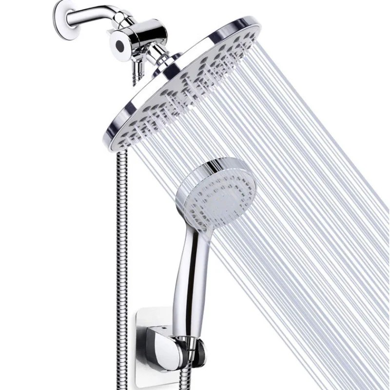 

8 Inch Bathroom Shower System Round Rain Shower Set Water Saving High Pressure Overhead Shower Faucet Set with Showerhead Mixer