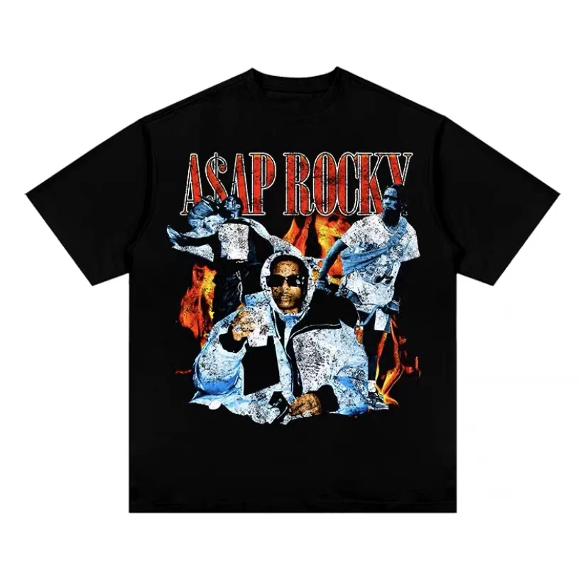 Rapper Asap Rocky Printed Tshirt Streetwear Regular Summer Oversized EU Size T-shirt Men Women Hip Hop Trend Short Sleeve Tees
Rapper Asap Rocky Printed Tshirt Streetwear Regular Summer Oversized EU Size T-shirt Men Women Hip Hop Trend Short Sleeve Tees