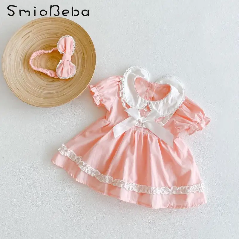 Ins 2022 Summer Infant Girls Rompers With Headband Baby Pink Doll Collar Bubble Sleeve Cotton Triangle Khaki Dress Jumpsuits Kid 
Ins 2022 Summer Infant Girls Rompers With Headband Baby Pink Doll Collar Bubble Sleeve Cotton Triangle Khaki Dress Jumpsuits Kid