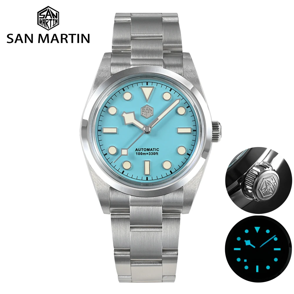 San Martin Explorer Mens Watch Climbing Series 36mm Coral Blue Dial Snowflakes Hands PT5000 Automatic Mechanical 10Bar Bracelet
San Martin Explorer Mens Watch Climbing Series 36mm Coral Blue Dial Snowflakes Hands PT5000 Automatic Mechanical 10Bar Bracelet