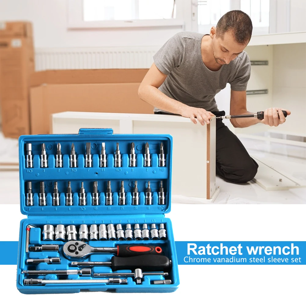 46pcs Sleeve Spanner Ratchet Wrenches Motorcycle Vehicle Disassembly Repair Tool One 1/4 "Quick Shedding Ratchet Wrench
46pcs Sleeve Spanner Ratchet Wrenches Motorcycle Vehicle Disassembly Repair Tool One 1/4 "Quick Shedding Ratchet Wrench