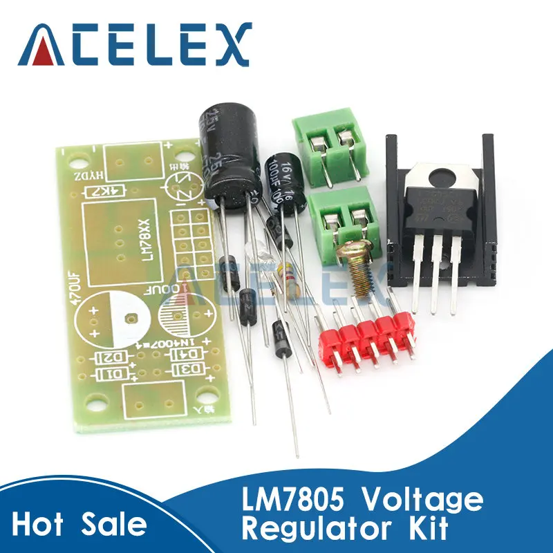 DIY KIT LM7805 L7805 DC/AC Three Terminal Voltage Regulator Power Supply Module 5V 6V 9V 12V Output Max 1.2A
DIY KIT LM7805 L7805 DC/AC Three Terminal Voltage Regulator Power Supply Module 5V 6V 9V 12V Output Max 1.2A