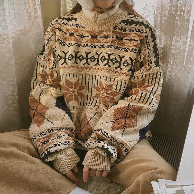 Richkeda Store New Women Sweater Autumn Winter Indie Folk Pullovers Computer Knitted O-Neck Full Japan Style Sweaters For Women
Richkeda Store New Women Sweater Autumn Winter Indie Folk Pullovers Computer Knitted O-Neck Full Japan Style Sweaters For Women