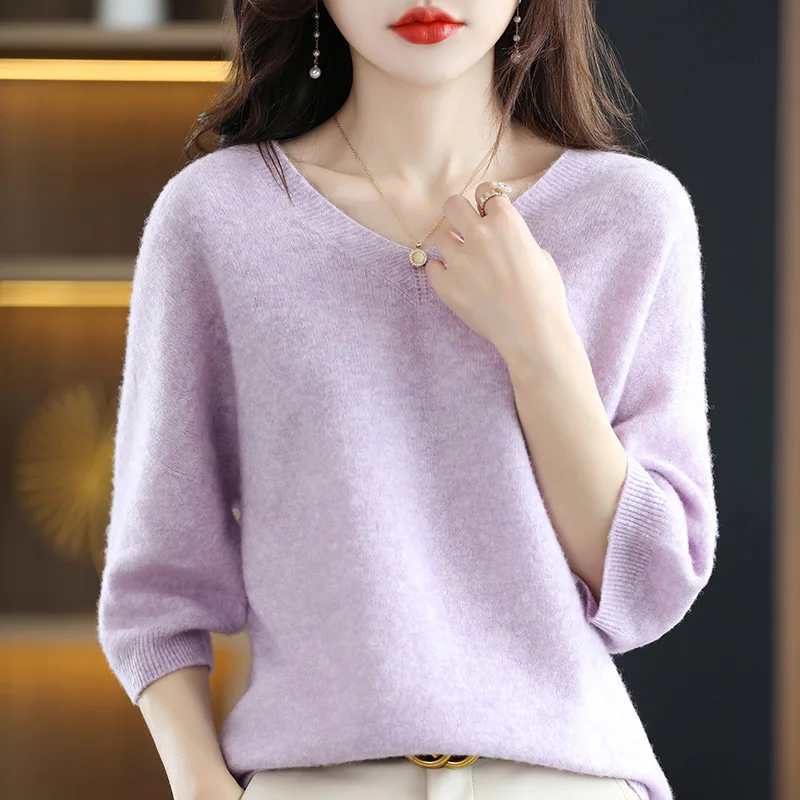 100% Pure Wool T-shirt Women's Big V-neck Pullover Short-sleeved Spring / Autumn New Thin Tops Casual Knitted Loose Jacket Vest
100% Pure Wool T-shirt Women's Big V-neck Pullover Short-sleeved Spring / Autumn New Thin Tops Casual Knitted Loose Jacket Vest