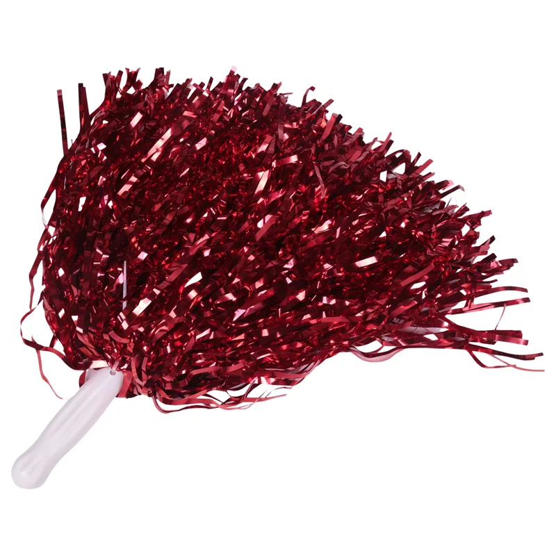 

24Pcs Cheerleading Pom Poms Metallic Foil Cheer Pom Poms with Plastic Handle for Adults Kids Cheerleaders Party Red