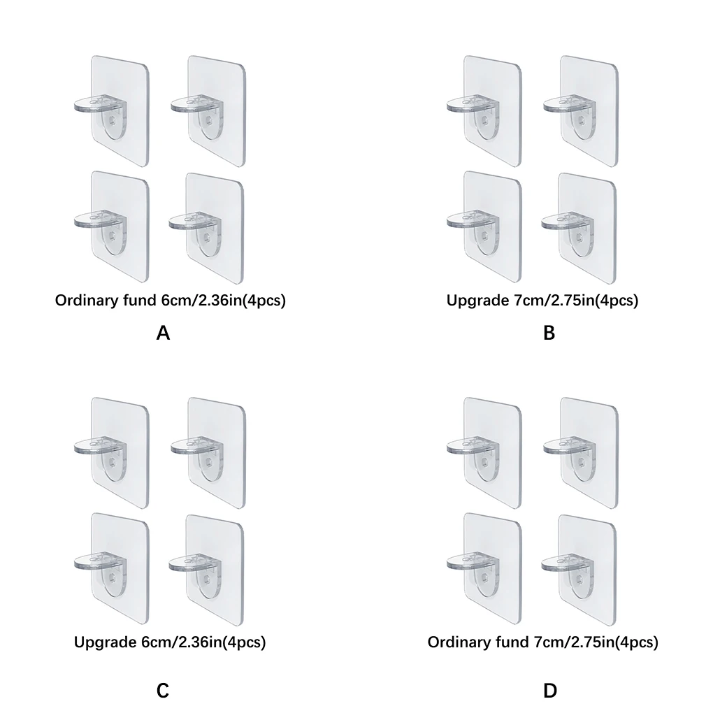 4pcs Self-adhesive Hook Transparent Storage Accessory Clothes Holders Closet Hangers Wall-mounted Hanger Updated 6 6cm
4pcs Self-adhesive Hook Transparent Storage Accessory Clothes Holders Closet Hangers Wall-mounted Hanger Updated 6 6cm