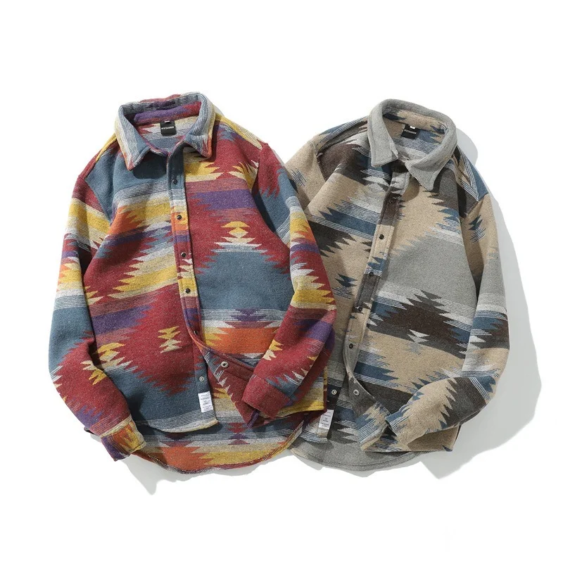 Spring Autumn Men Shirts Vintage Ethnic Mens Long Sleeve Print Shirt Clothing Mens Streetwear Loose Sanded Woolen Thicken Shirt
Spring Autumn Men Shirts Vintage Ethnic Mens Long Sleeve Print Shirt Clothing Mens Streetwear Loose Sanded Woolen Thicken Shirt