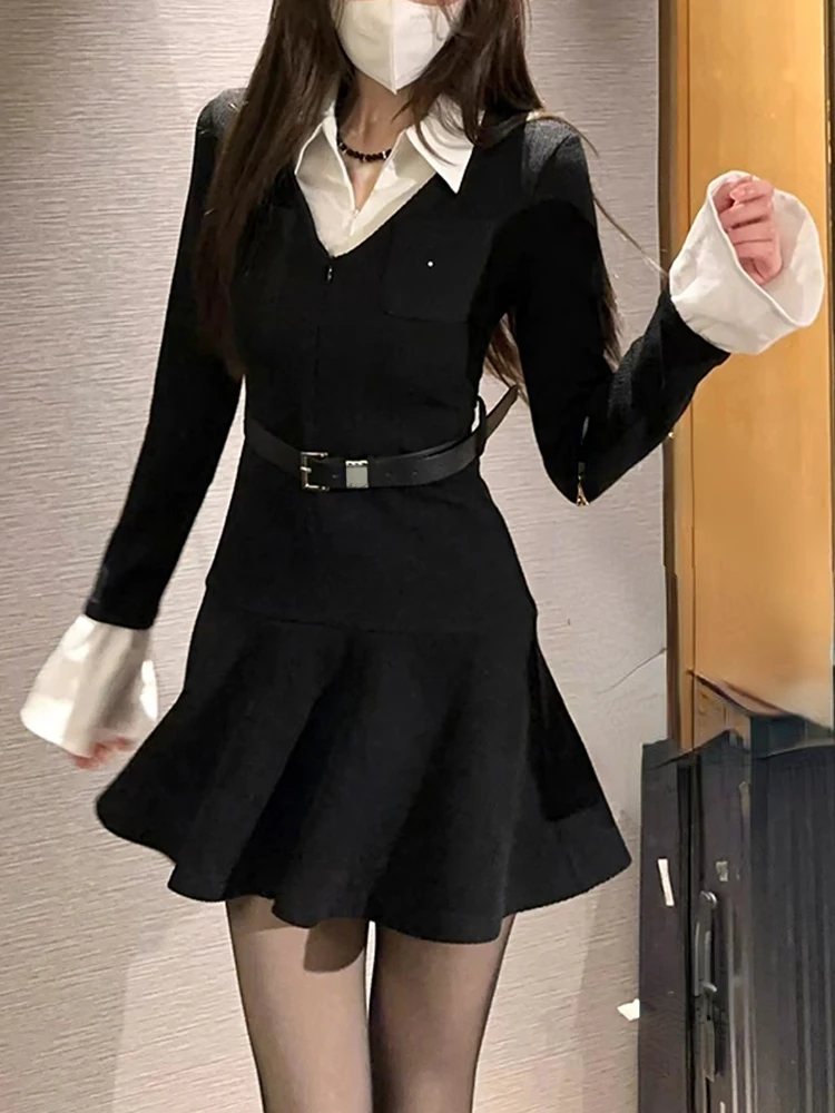 Vintage Black Y2k Mini Dress Woman Fake Two One Piece Dress Korean Slim 2023 Spring Long Sleeve Elegant Short Party Dress Design
Vintage Black Y2k Mini Dress Woman Fake Two One Piece Dress Korean Slim 2023 Spring Long Sleeve Elegant Short Party Dress Design