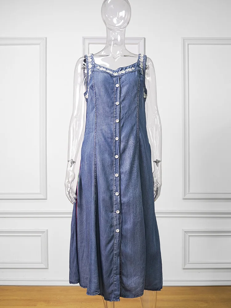 Jastie French Denim Slip Dress Women Summer Embroidery V Neck Sleeveless Pocket Split Hem Vestidos Vintage A Line Casual Dresses
Jastie French Denim Slip Dress Women Summer Embroidery V Neck Sleeveless Pocket Split Hem Vestidos Vintage A Line Casual Dresses