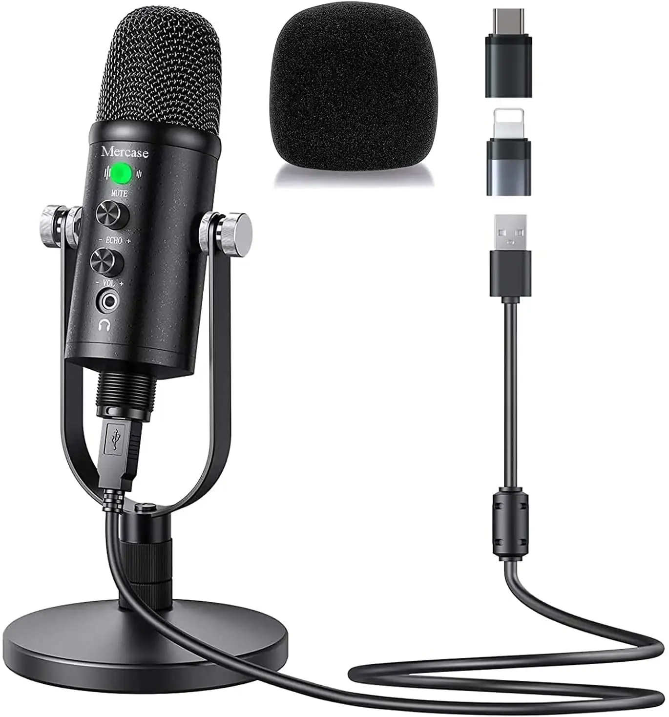 

USB Condenser Microphone with Noise Cancelling and Reverb Mic Recording/Podcasting/Streaming/Gaming, Computer PC//Ps4//iPad/