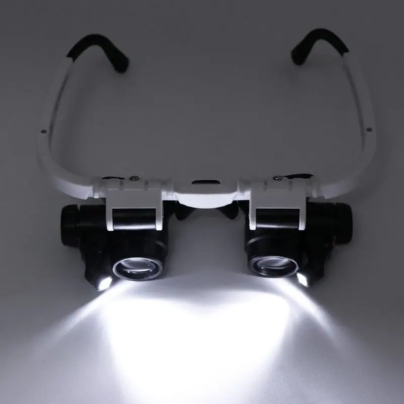 

Head-Mounted Magnifying Glass With 2 LED Light Illuminating 8x 15x 23x Magnifier Hands Free Loupe Optical Lens Watch Repair Tool