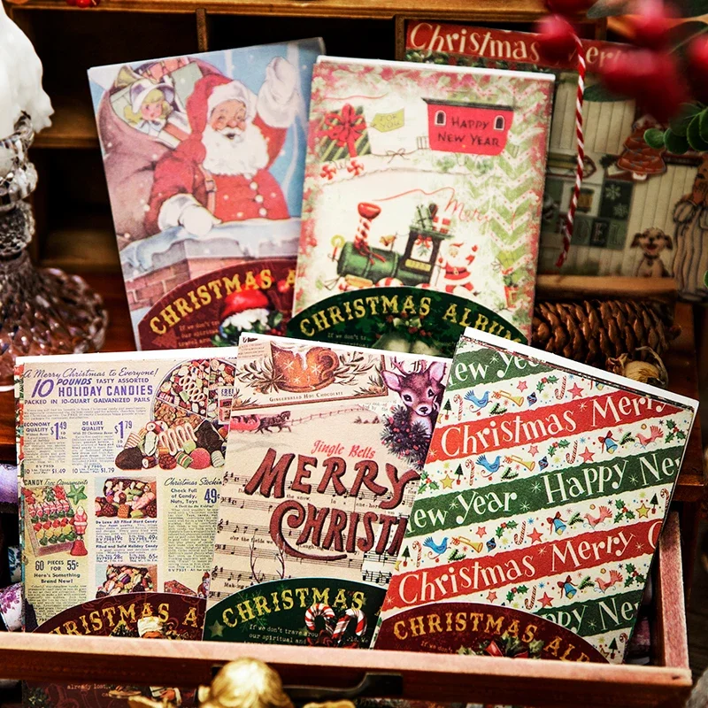 

30 листов бумаги рождественские ретро рождественские украшения для блокнота, Ручные украшения палатки, бумага для коллажа 5 моделей