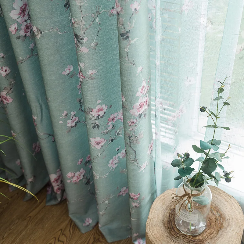 Pastoral Curtain Living Room Bedroom Semi-shading Floral Curtain Finished Linen Floor-to-ceiling Window Flat Curtain Fabric lxj
Pastoral Curtain Living Room Bedroom Semi-shading Floral Curtain Finished Linen Floor-to-ceiling Window Flat Curtain Fabric lxj