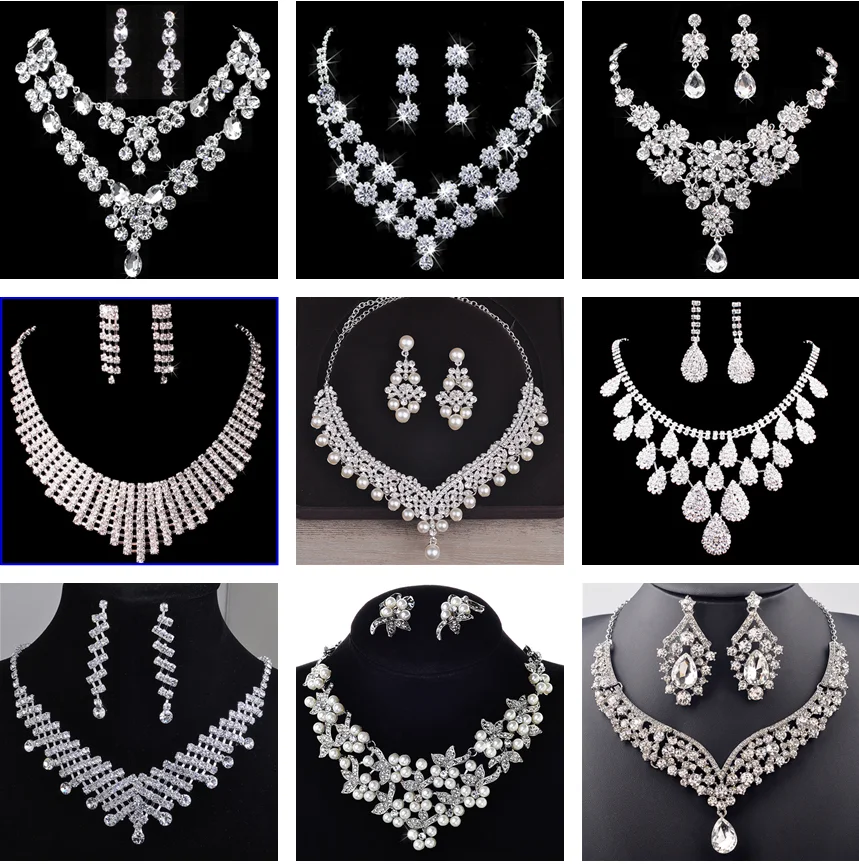 New Ladies Jewelry Set Rhinestone Necklace Earrings Two-piece Water Drop Clavicle Necklace Wedding Dress Fashion Accessories
New Ladies Jewelry Set Rhinestone Necklace Earrings Two-piece Water Drop Clavicle Necklace Wedding Dress Fashion Accessories