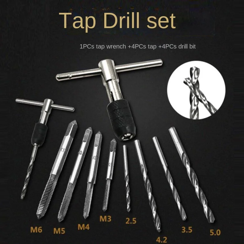 Manual tap set wrench, titanium plated high-speed steel combination tap, drill bit tap wrench, M3-M6 tap
Manual tap set wrench, titanium plated high-speed steel combination tap, drill bit tap wrench, M3-M6 tap