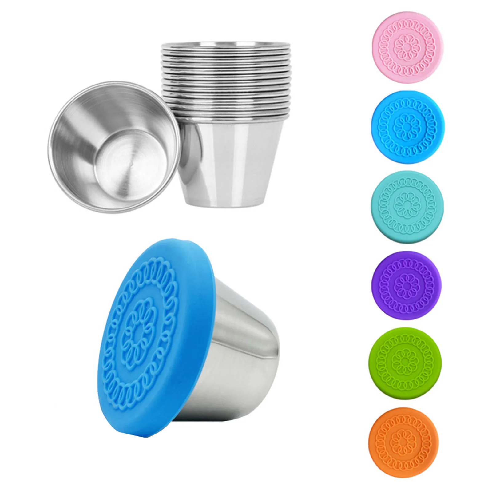 6pcs Reusable Sauce Cup Salad Dressing Container 5.4cm Dia.304 Stainless Steel Leak-Proof Dip Cup With Silicone Lid Kitchen Tool
6pcs Reusable Sauce Cup Salad Dressing Container 5.4cm Dia.304 Stainless Steel Leak-Proof Dip Cup With Silicone Lid Kitchen Tool