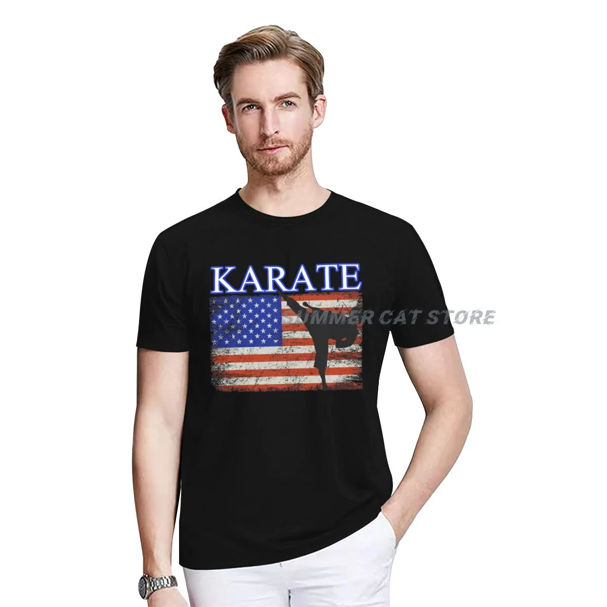 Футболка Karate с флагом США, 4 июля, патриотическая футболка для мужчин и женщин, с коротким рукавом, простая повседневная модная одежда
Футболка Karate с флагом США, 4 июля, патриотическая футболка для мужчин и женщин, с коротким рукавом, простая повседневная модная одежда