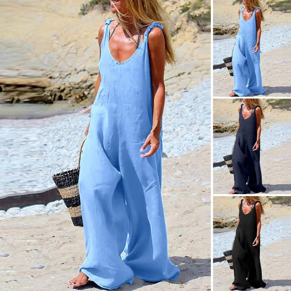 Simple Long Jumpsuit Deep V Neck Breathable Street Wear Women Loose Jumpsuit for Vacation
Simple Long Jumpsuit Deep V Neck Breathable Street Wear Women Loose Jumpsuit for Vacation