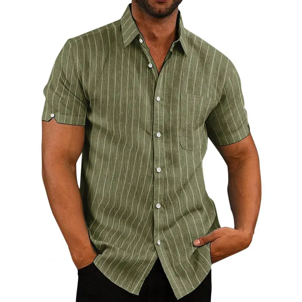 Men Cotton Striped Shirt Formal Turn-down Collar Single-breasted Stripe Print Slim Fit Summer Tops Office Daily Clothes
Men Cotton Striped Shirt Formal Turn-down Collar Single-breasted Stripe Print Slim Fit Summer Tops Office Daily Clothes