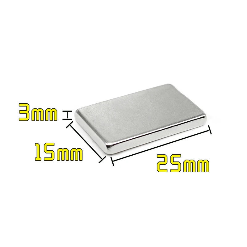 2/5/10/20/30/50PCS 25x15x3mm Quadrate Super Powerful Strong Magnetic Magnets N35 Block 25x15x3 mm Permanent NdFeB Magnet
2/5/10/20/30/50PCS 25x15x3mm Quadrate Super Powerful Strong Magnetic Magnets N35 Block 25x15x3 mm Permanent NdFeB Magnet