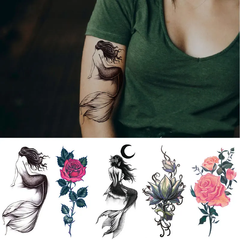 Waterproof Temporary Tattoo Sticker Tiger Rose Skulls Mermaid Tattoo Pattern Print Flowers Body Art Arm Fake Sleeve Tattoo Women
Waterproof Temporary Tattoo Sticker Tiger Rose Skulls Mermaid Tattoo Pattern Print Flowers Body Art Arm Fake Sleeve Tattoo Women