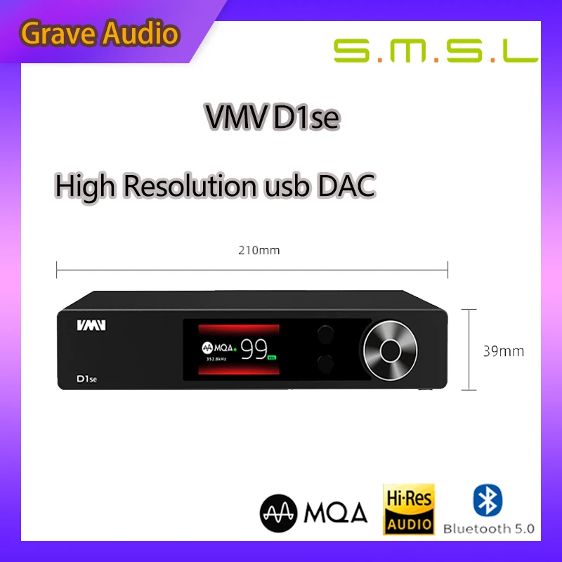 SMSL VMV D1se цифро-аналоговый преобразователь MQA аудио DAC 768 кГц 32bit Bluetooth 5,0 USB оптический коаксиальный декодер ES9038PRO
SMSL VMV D1se цифро-аналоговый преобразователь MQA аудио DAC 768 кГц 32bit Bluetooth 5,0 USB оптический коаксиальный декодер ES9038PRO
