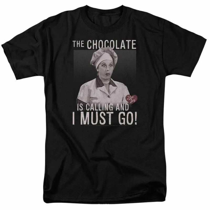 Футболка с надписью I Love Люси Chocolate Лицензированная забавная Черная футболка для