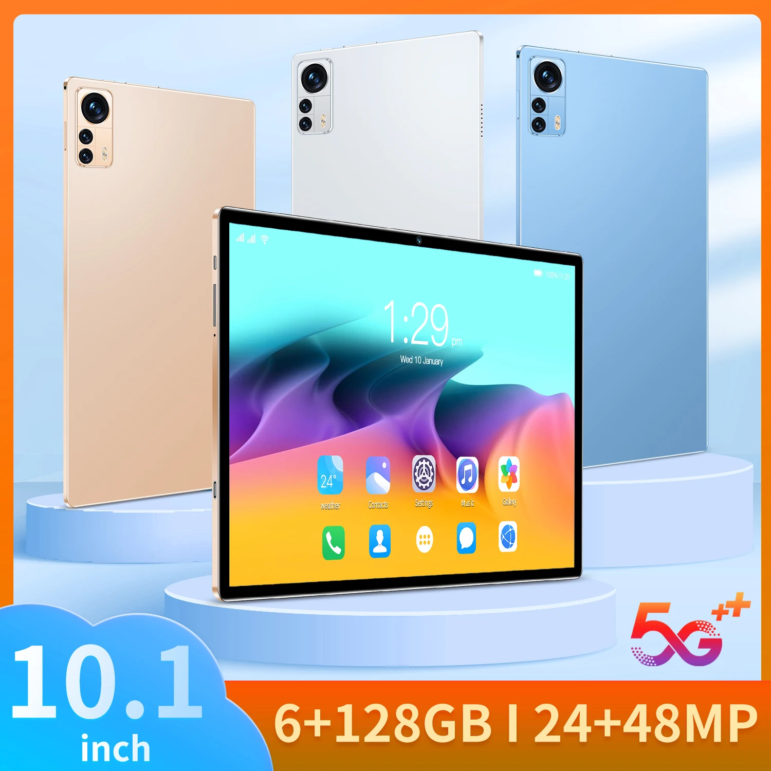 New 10.1-inch 5G tablet Android 12.0 ten-core mobile phone calls Google Play 6GB RAM 128GB ROM tablet PC WiFi Bluetooth Type-C
New 10.1-inch 5G tablet Android 12.0 ten-core mobile phone calls Google Play 6GB RAM 128GB ROM tablet PC WiFi Bluetooth Type-C