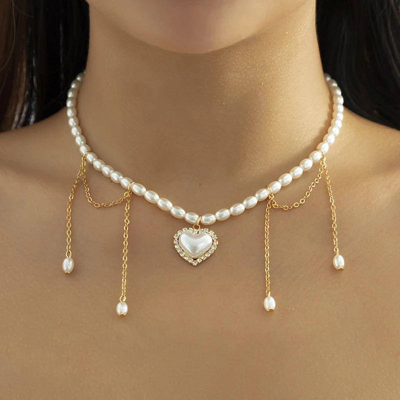 XINSOM Romantic Heart Choker Necklace For Women Elegant Imitation Pearl Chain Party Wedding Necklace Fashion Jewelry Girls Gift
XINSOM Romantic Heart Choker Necklace For Women Elegant Imitation Pearl Chain Party Wedding Necklace Fashion Jewelry Girls Gift