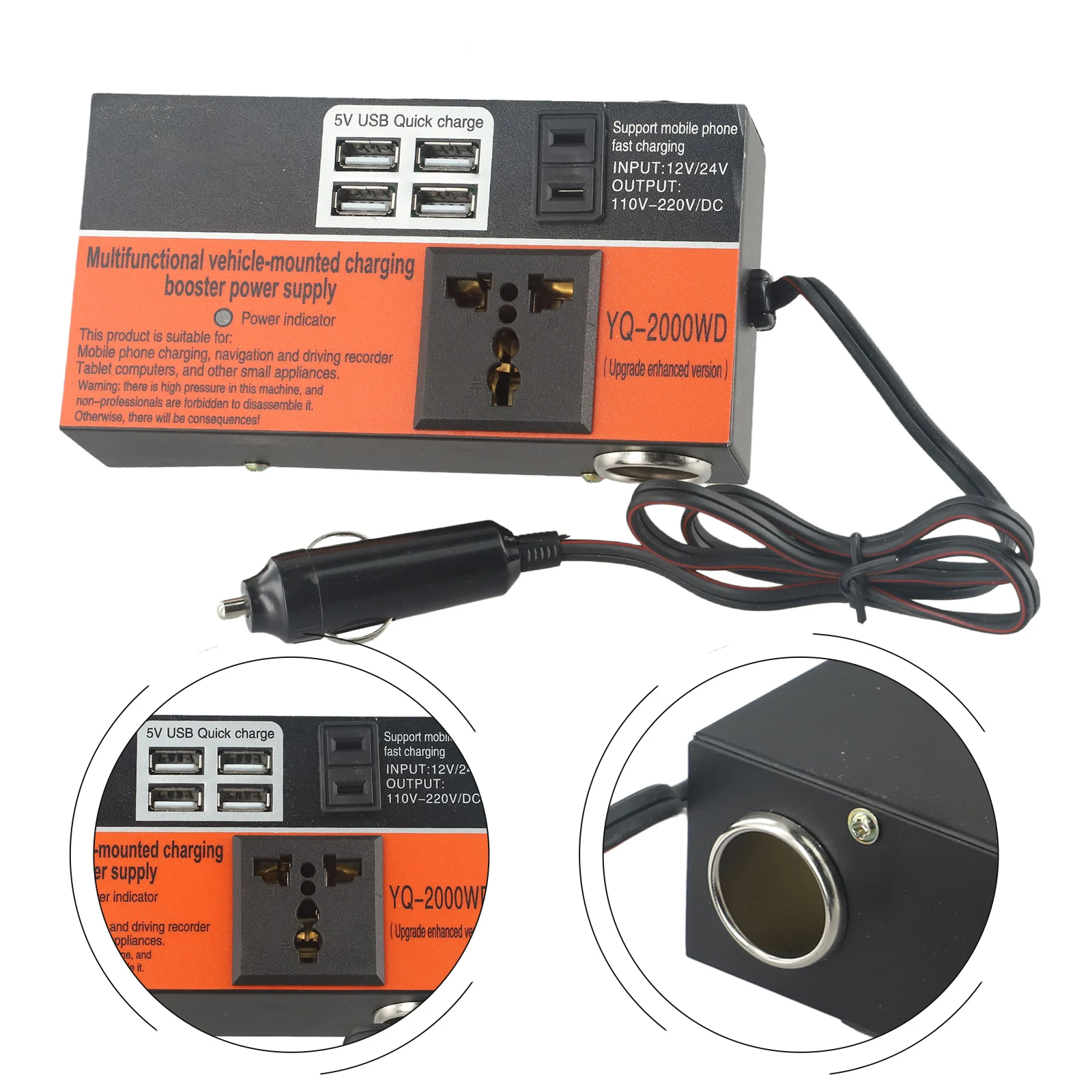 Auto Parts Car Inverter 1 Pieces Of 1500W 200W 4 Ports ABS Black Car Universal DC110V/220V Dustproof Waterproof
Auto Parts Car Inverter 1 Pieces Of 1500W 200W 4 Ports ABS Black Car Universal DC110V/220V Dustproof Waterproof