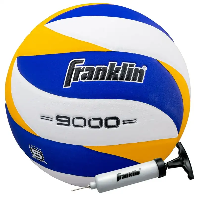 

9000 Indoor Volleyball - Official Size and Weight Volleyball - Advanced Performance - Premium Soft Cover and Bounce - Air Pump I