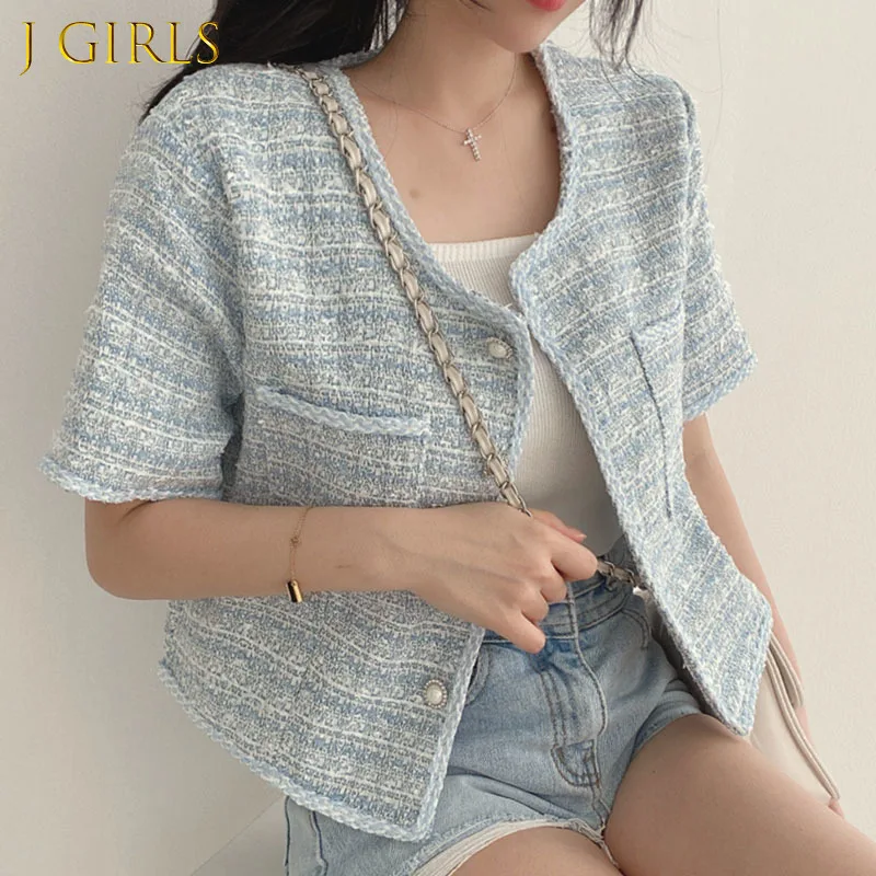 J GIRLS Summer Simple Elegant Women Jacket Korean Chic Pearl Button Up Double Pockets Cropped Top Female Short Sleeve Tweed
J GIRLS Summer Simple Elegant Women Jacket Korean Chic Pearl Button Up Double Pockets Cropped Top Female Short Sleeve Tweed