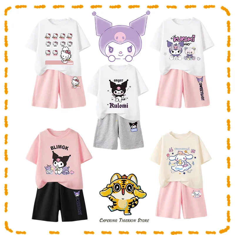 Футболка и шорты Sanrio, комплект, Kuromi Hello kitty Kawaii мультфильм, милая модная детская одежда, легкий свободный детский подарок для улицы
Футболка и шорты Sanrio, комплект, Kuromi Hello kitty Kawaii мультфильм, милая модная детская одежда, легкий свободный детский подарок для улицы