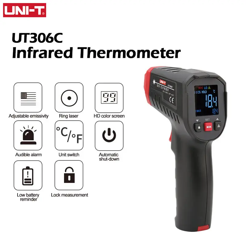 【In stock】UNI-T Digital Temperature Tester UT306S UT306C Non-contact industrial Infrared Laser Temperature Meter -50-500
【In stock】UNI-T Digital Temperature Tester UT306S UT306C Non-contact industrial Infrared Laser Temperature Meter -50-500