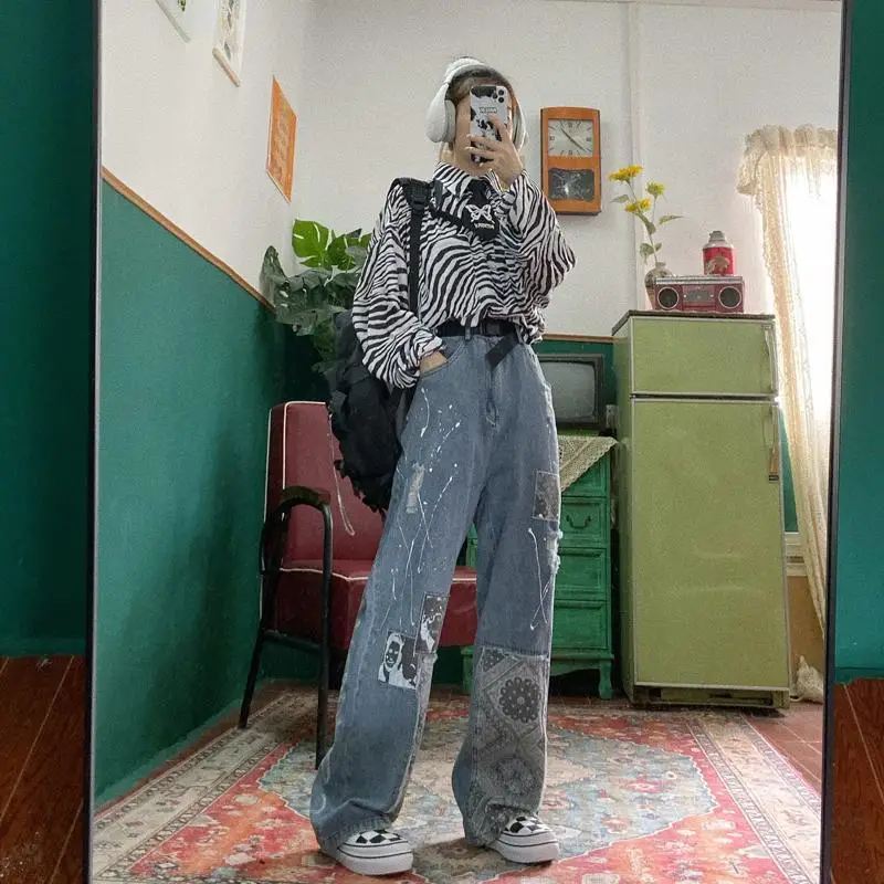 Women Cool Loose Vintage Pants Girl Fashion Harajuku Baggy Jeans Casual Funny Clothing Ins Gothic Trousers Summer Straight Jeans
Women Cool Loose Vintage Pants Girl Fashion Harajuku Baggy Jeans Casual Funny Clothing Ins Gothic Trousers Summer Straight Jeans