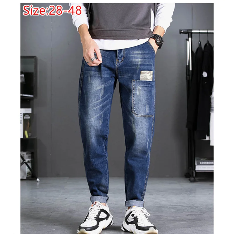 Pencil Jeans Men HipHop Distressed Black Denim Pants Man Pocket Boys Plus Size 44 46 48 Stretched Elastic Autumn Winter Trousers 
Pencil Jeans Men HipHop Distressed Black Denim Pants Man Pocket Boys Plus Size 44 46 48 Stretched Elastic Autumn Winter Trousers