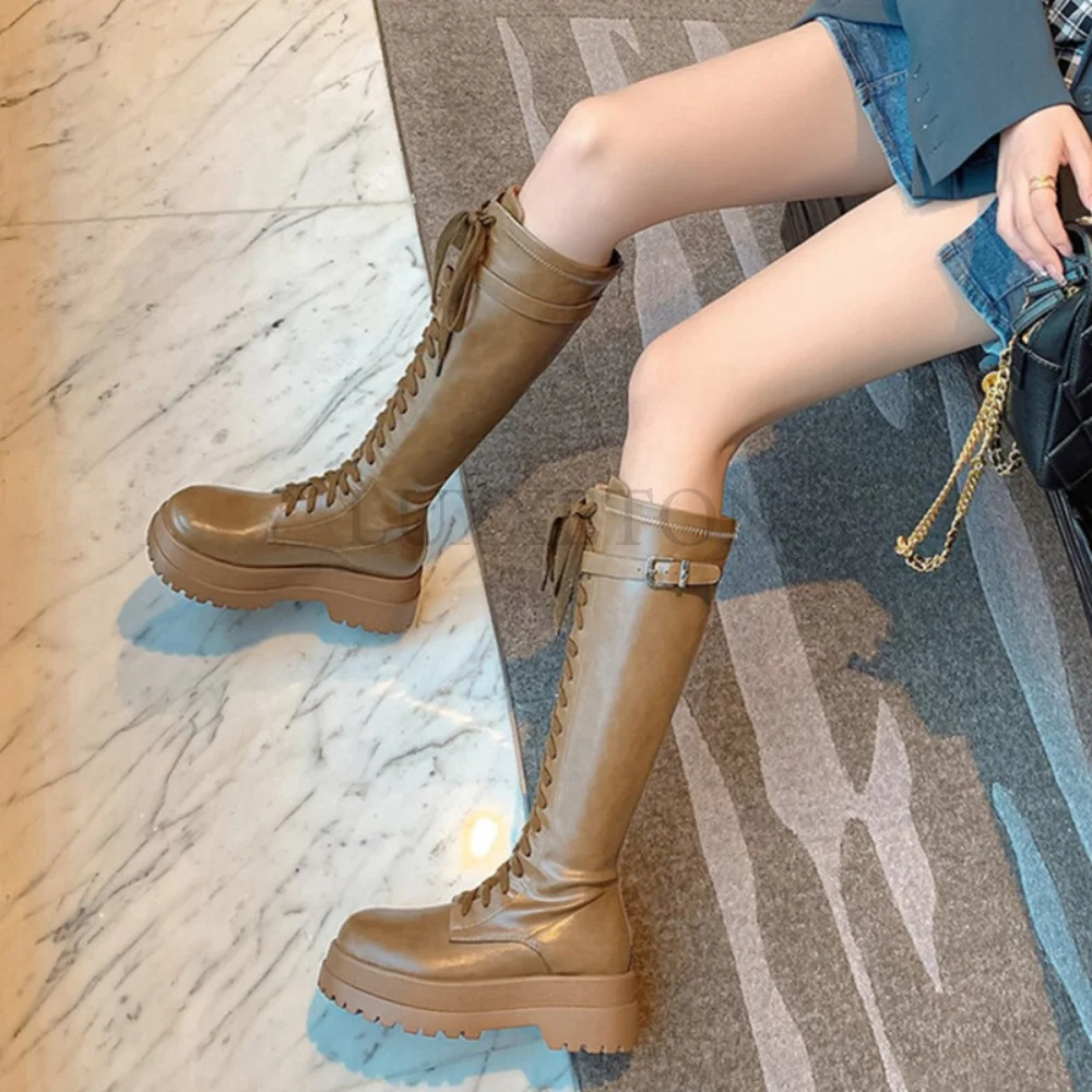 Platform Knee High Women Boots Autumn Winter Thick Heels Square Toe Punk Long Boots Autumn Lace Up Ladies Shoes Designer
Platform Knee High Women Boots Autumn Winter Thick Heels Square Toe Punk Long Boots Autumn Lace Up Ladies Shoes Designer