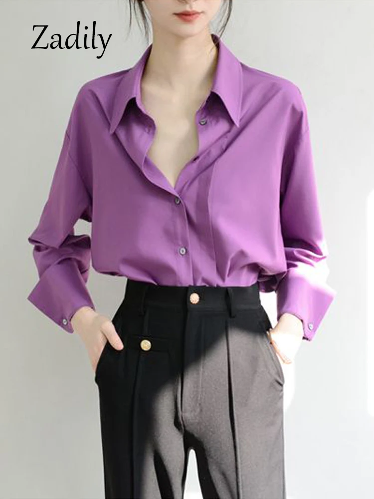 Zadily 2023 Autumn Office Lady Long Sleeve Women Purple Basic Shirt Korea Style Button Up Work Blouse Female Clothing Tops
Zadily 2023 Autumn Office Lady Long Sleeve Women Purple Basic Shirt Korea Style Button Up Work Blouse Female Clothing Tops
