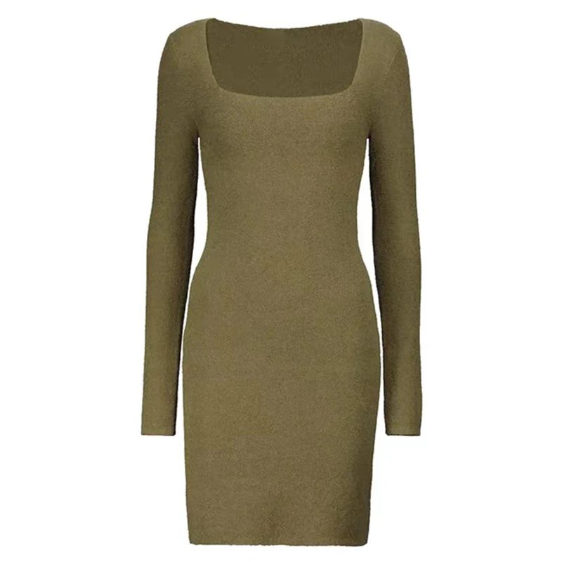 Women Organic Cotton Blend Knitted Simple Base Skirt Square Neck Slim Temperament Dress Autumn Winter Commuter Casual Dresses
Women Organic Cotton Blend Knitted Simple Base Skirt Square Neck Slim Temperament Dress Autumn Winter Commuter Casual Dresses