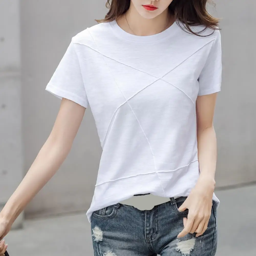 O-neck Short Sleeve Women T-shirt Elastic Sweat Absorbing Moisture Wicking Casual Tops Solid Color Loose Pullover Top For Summer
O-neck Short Sleeve Women T-shirt Elastic Sweat Absorbing Moisture Wicking Casual Tops Solid Color Loose Pullover Top For Summer