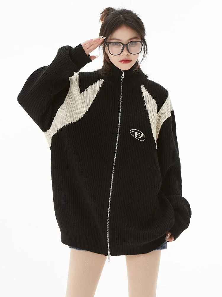 Y2k Korean Acubi Gothic Black Zip Up Knitted Cardigan Streetwear Aesthetic Knit Sweatshirts Tops Women Sweater Clothes Oversized
Y2k Korean Acubi Gothic Black Zip Up Knitted Cardigan Streetwear Aesthetic Knit Sweatshirts Tops Women Sweater Clothes Oversized
