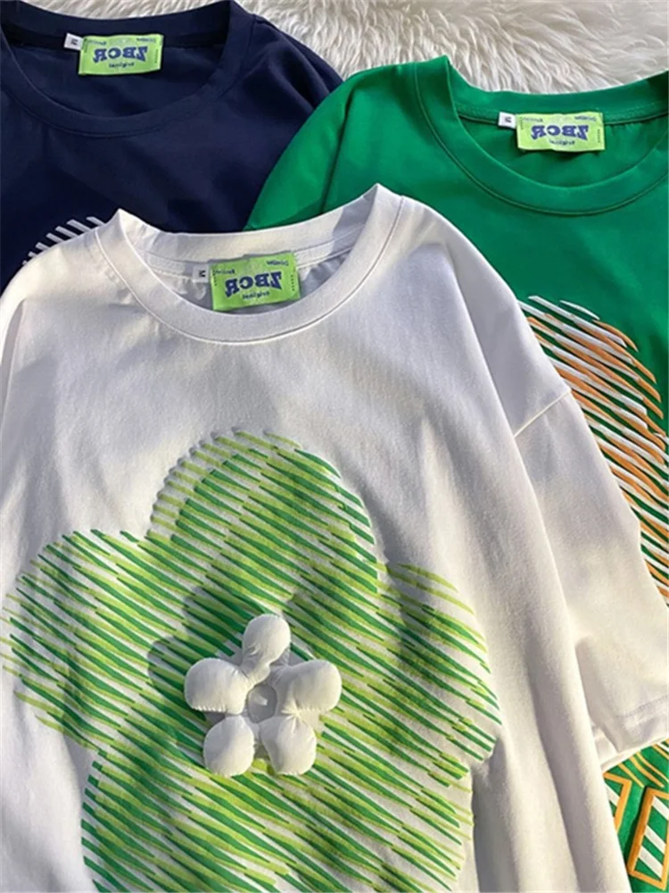 H.SA Summer Woman 2022 Cotton Printing Loose T-shirt New Female Short-sleeve Sweet O-neck Three-dimensional Flower Top Tees
H.SA Summer Woman 2022 Cotton Printing Loose T-shirt New Female Short-sleeve Sweet O-neck Three-dimensional Flower Top Tees