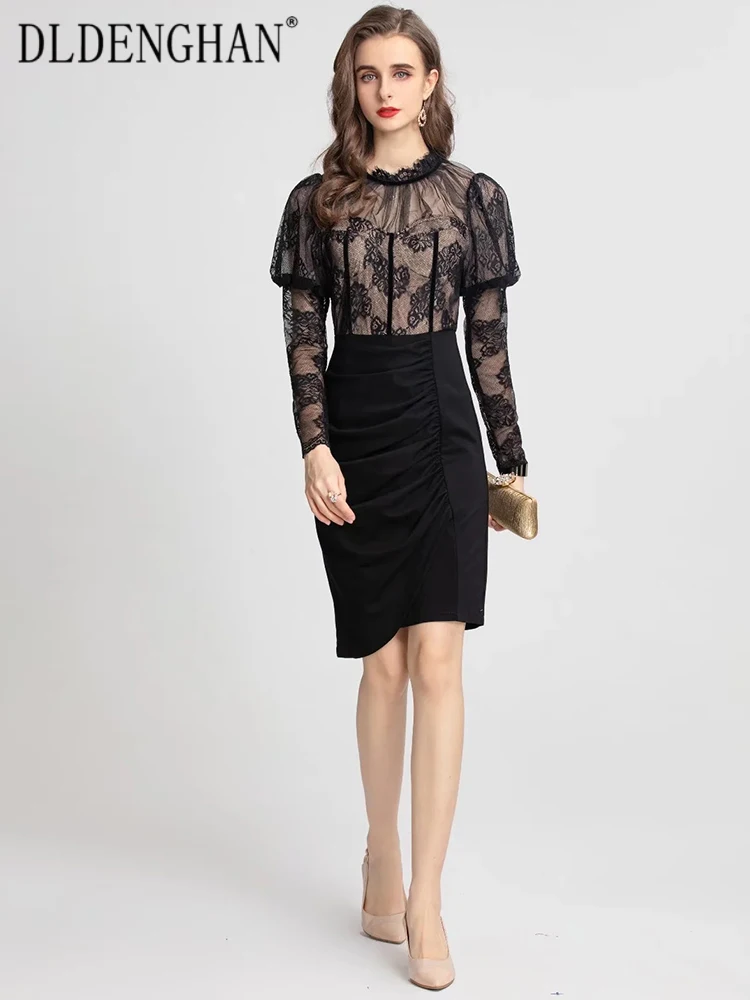 DLDENGHAN Women Dress O-Neck Puff Sleeve Lace Patchwork Vintage Party Asymmetrical Dresses Fashion Designer Summer New
DLDENGHAN Women Dress O-Neck Puff Sleeve Lace Patchwork Vintage Party Asymmetrical Dresses Fashion Designer Summer New