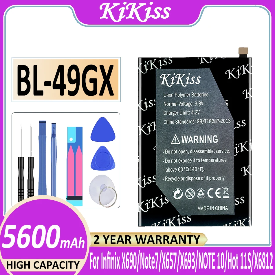 

Original KiKiss Battery BL-49GX BL49GX 5600mAh For Infinix X690/Note 7 10/X657/X693/Note7 Note10/Hot 11S/X6812/Zero X Bateria