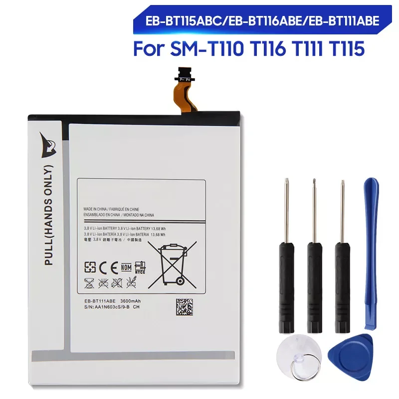 2023New Replacement Battery For SAMSUNG T115 T116 SM-T110 SM-T111 EB-BT111ABC EB-BT111ABE EB-BT115ABC EB-BT115ABE 3600mAh
2023New Replacement Battery For SAMSUNG T115 T116 SM-T110 SM-T111 EB-BT111ABC EB-BT111ABE EB-BT115ABC EB-BT115ABE 3600mAh